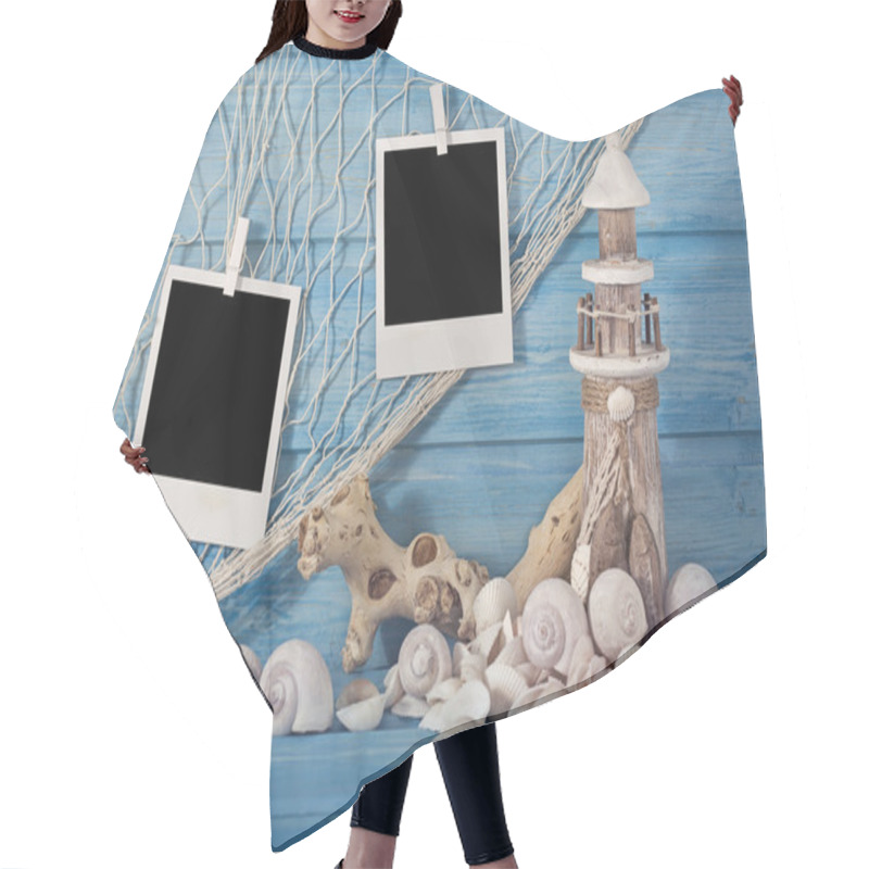 Personality  Marine Life Decoration And Instant Photos Hair Cutting Cape