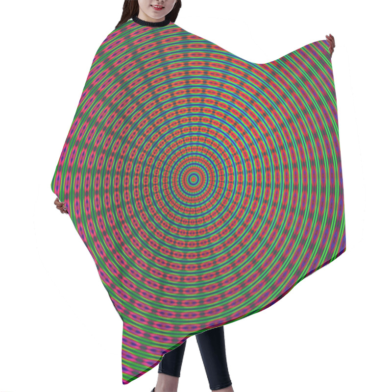 Personality  Hypnotic Pattern. Concentric Circles. 3d Rendering. Hair Cutting Cape