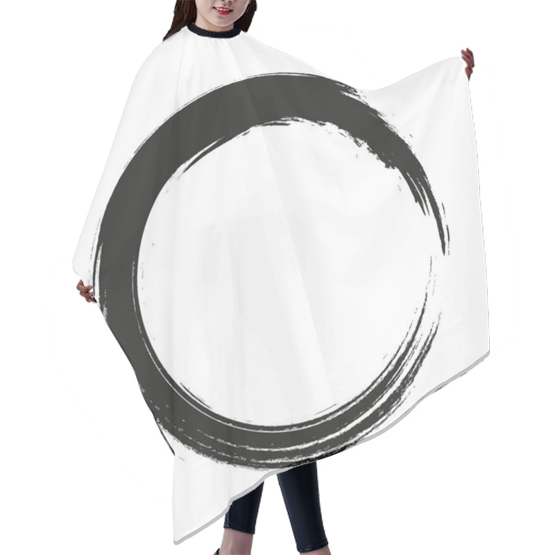 Personality  Vector Brush Strokes Circles Of Paint On White Background. Ink Hand Drawn Paint Brush Circle. Logo, Label Design Element Vector Illustration. Black Abstract Grunge Circle. Frame. Hair Cutting Cape