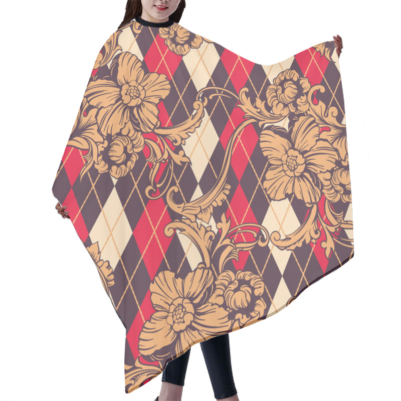 Personality  Eclectic Fabric Seamless Pattern. Hair Cutting Cape