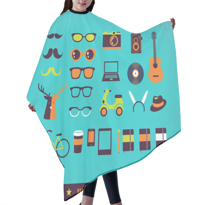 Personality  Hipster Concept Icon Set Hair Cutting Cape