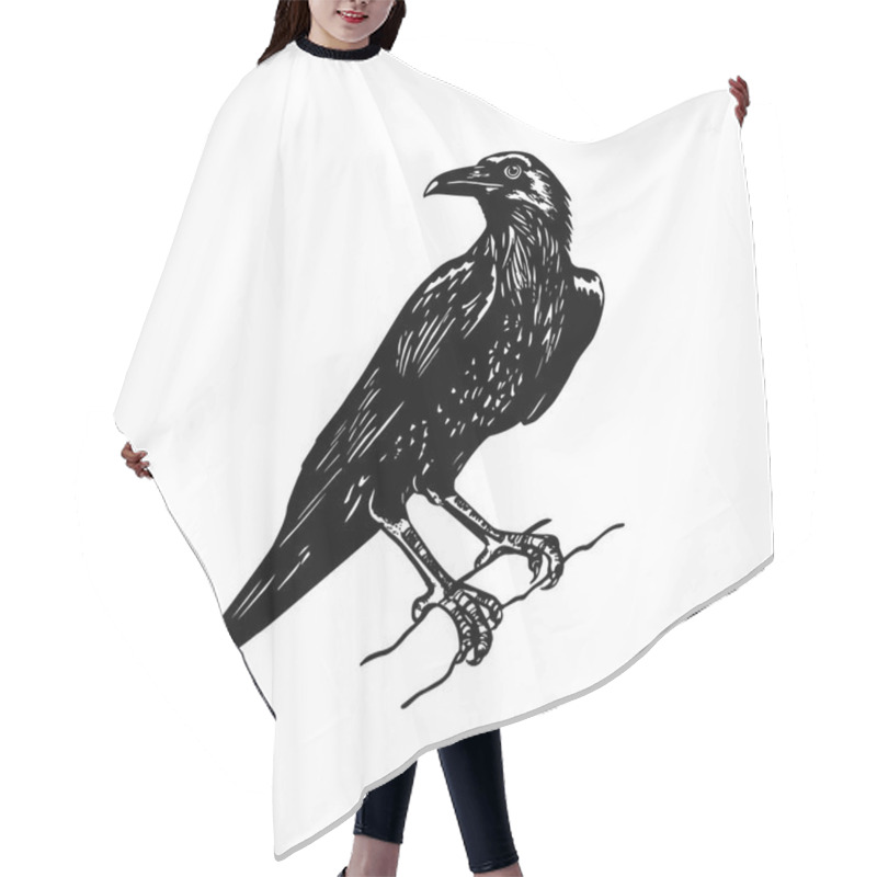 Personality  Hand Drawn Raven Hair Cutting Cape