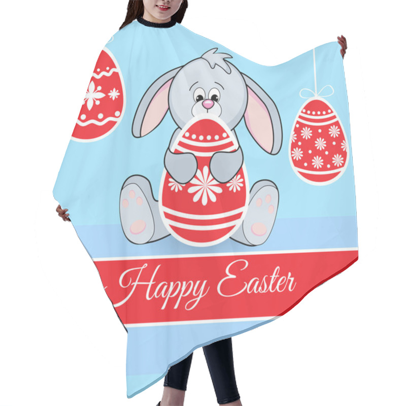 Personality  Happy Easter Greeting Card. Vector Hair Cutting Cape