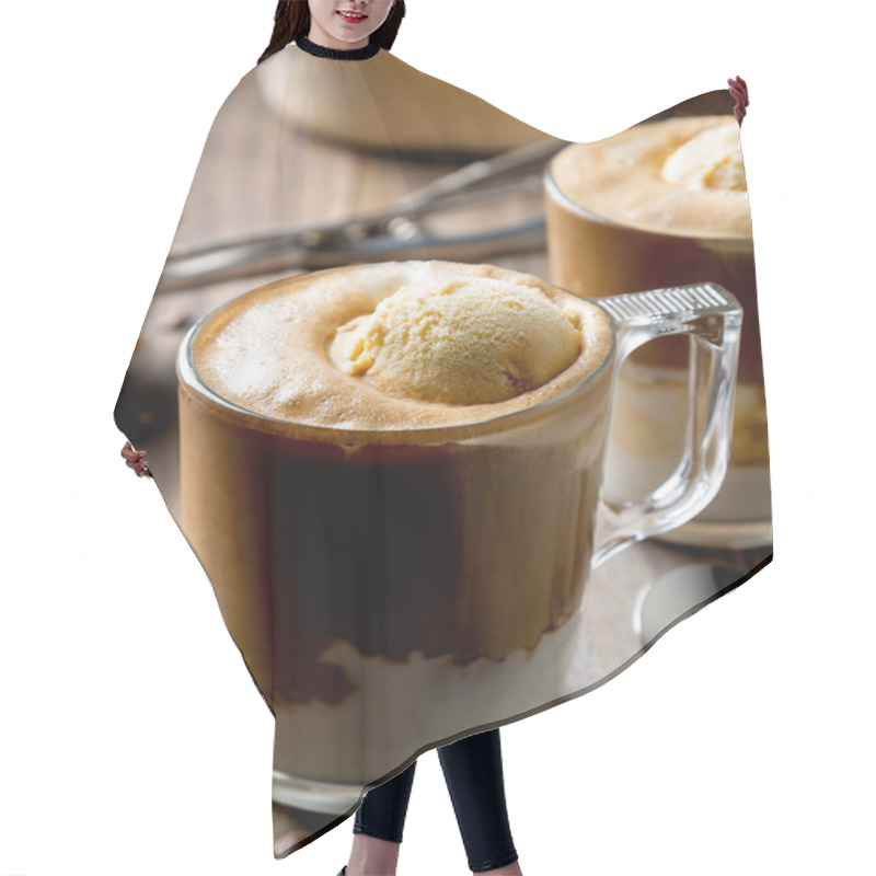 Personality  Affogato, Coffee With Vanilla Ice Cream Hair Cutting Cape