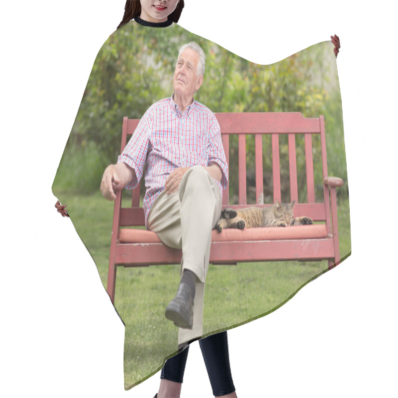 Personality  Senior Man With Pets Hair Cutting Cape