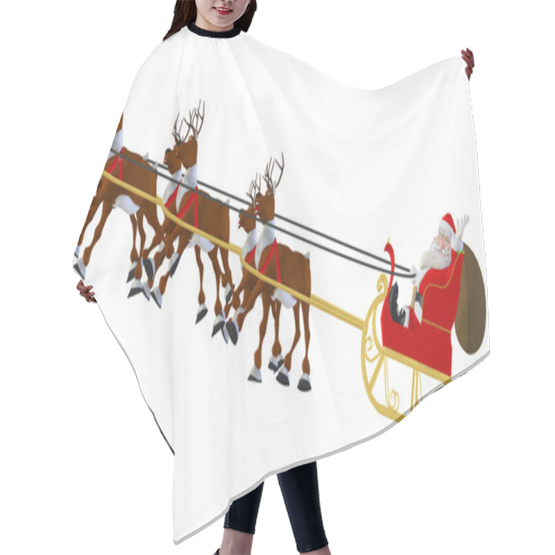 Personality  Reindeer Slegh And Santa Hair Cutting Cape