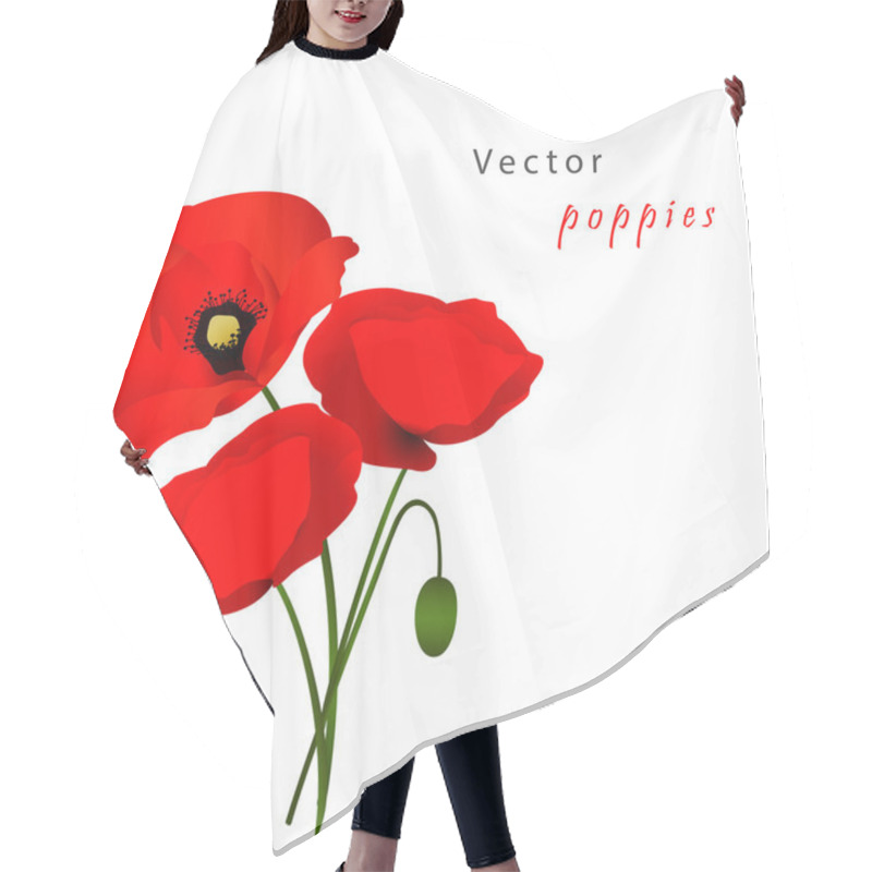 Personality  Vector White Background With Poppies Hair Cutting Cape