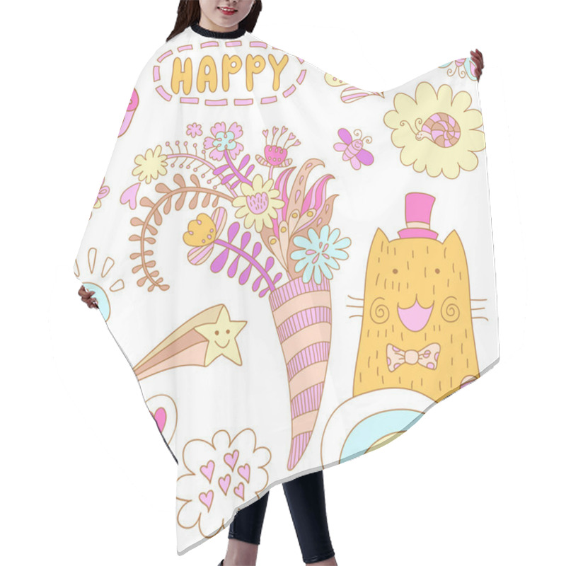 Personality  Set With Cute Elements Hair Cutting Cape