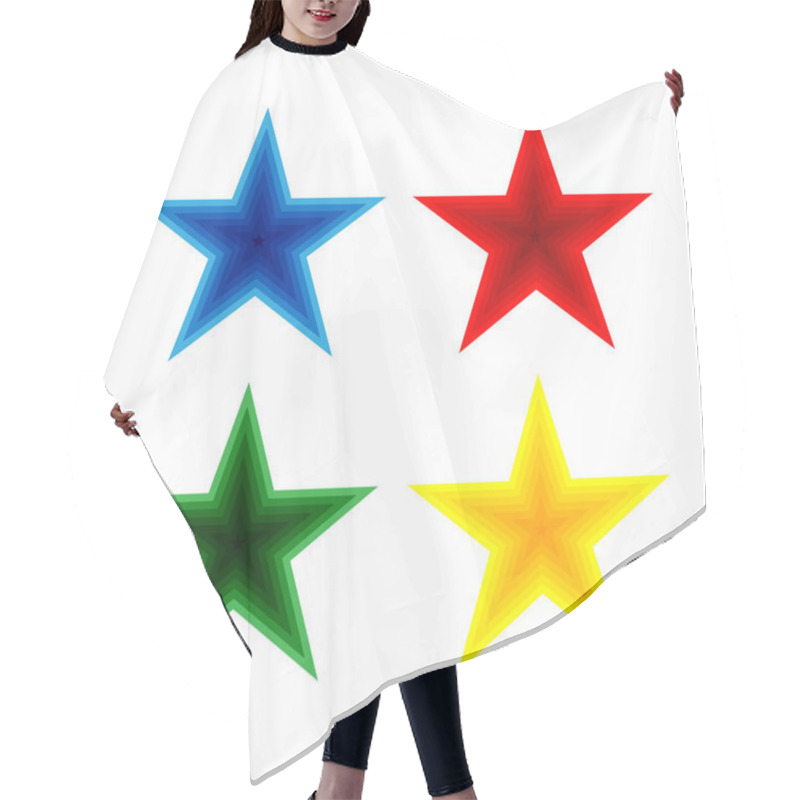 Personality  Set Of Blue, Red, Green And Yellow Stars Hair Cutting Cape