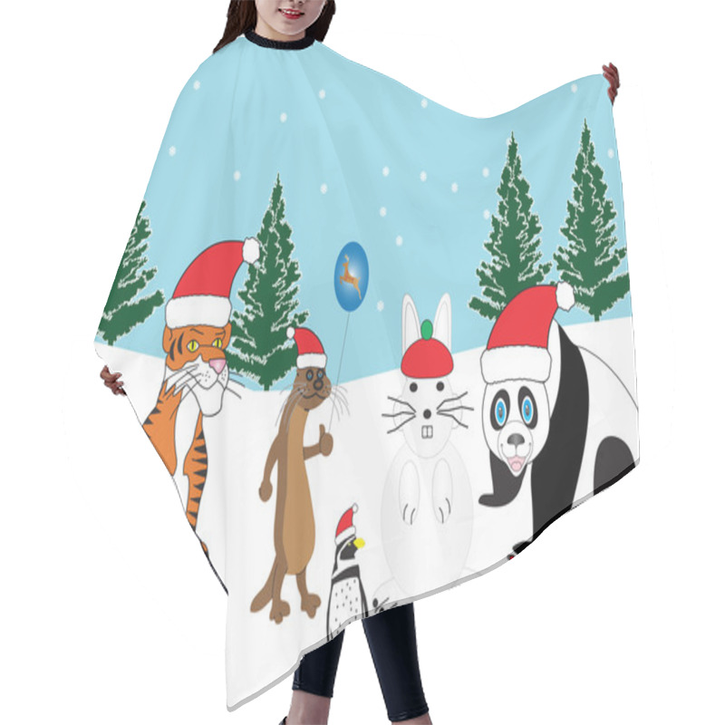 Personality  Christmas Animals Hair Cutting Cape