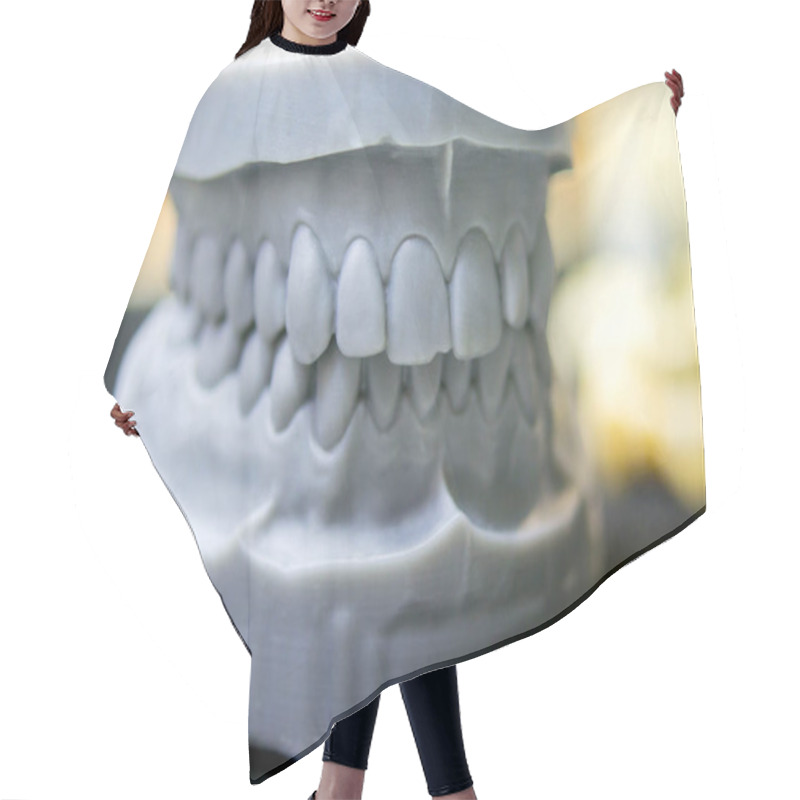 Personality  Upper And Lower Jaw Of A Man Printed On A 3d Printer Of Photopolymer. Hair Cutting Cape