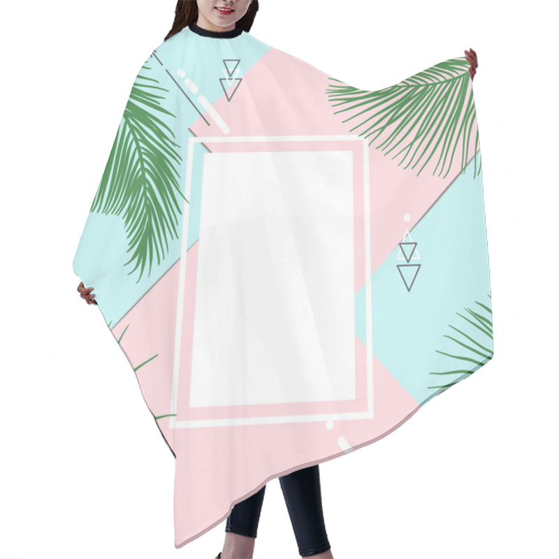 Personality  Green Summer Tropical Design With Exotic Palm Leaves. Floral Vector On Pink And Blue   Background. Hair Cutting Cape