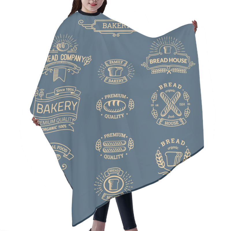 Personality  Retro Set Label Of Bread Bakery Hair Cutting Cape