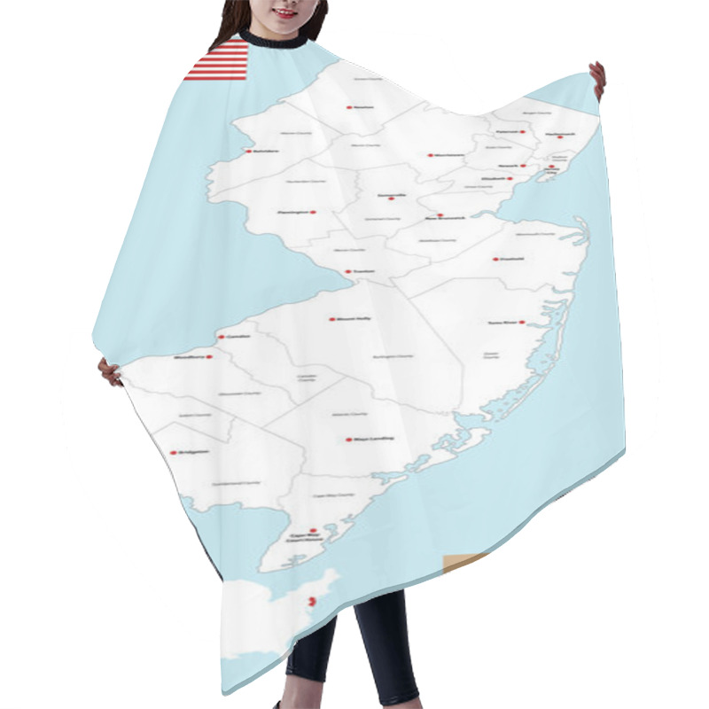 Personality  New Jersey County Map Hair Cutting Cape