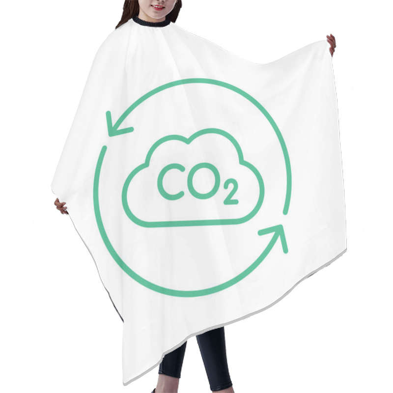 Personality  CO2 Carbon Dioxide Cloud Inside Circle Arrows. Cloud Thin Line Icon With Two Arrows Symbolizing Greenhouse Effect. Carbon Footprint Concept. Toxic Gases Emission. Vector Illustration, Flat, Clip Art.  Hair Cutting Cape