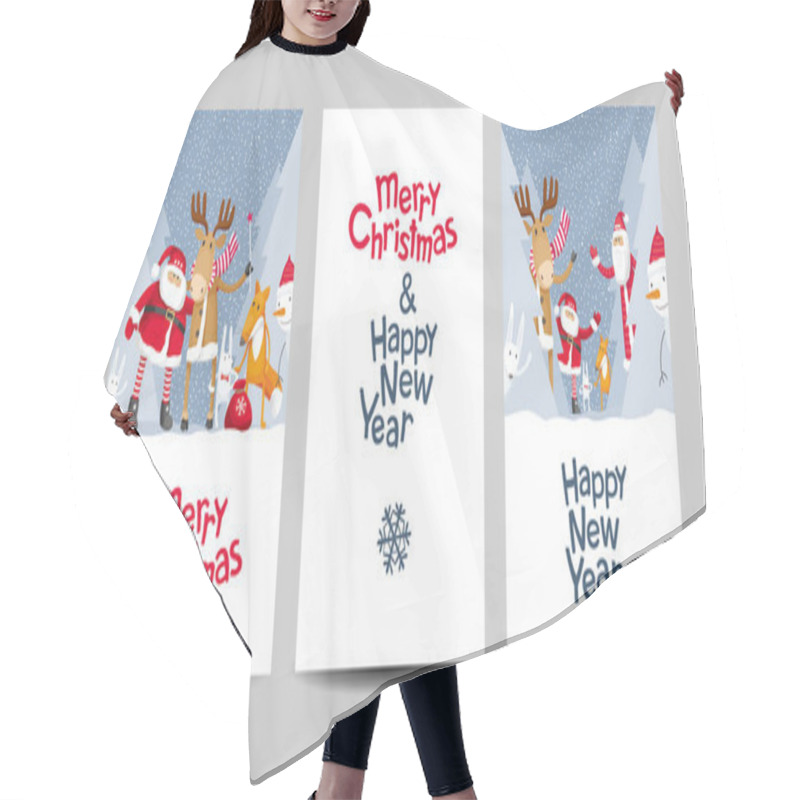 Personality  Merry Christmas Vector Lettering Design Template Set Hair Cutting Cape