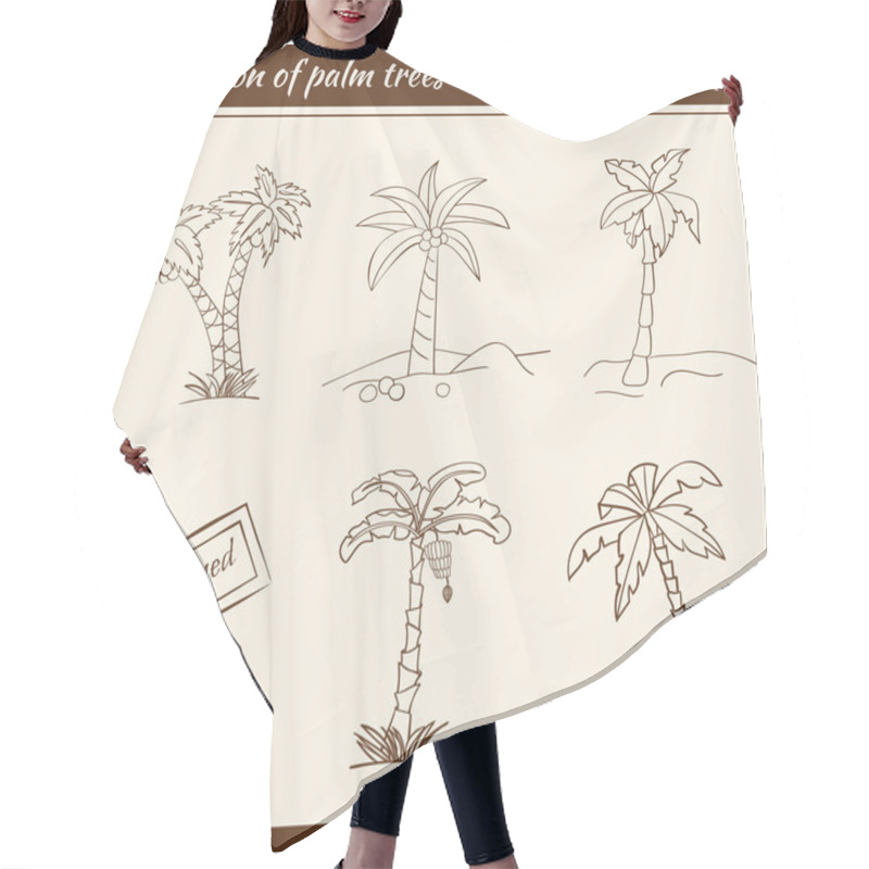 Personality  Outline Palm Trees Set Hair Cutting Cape