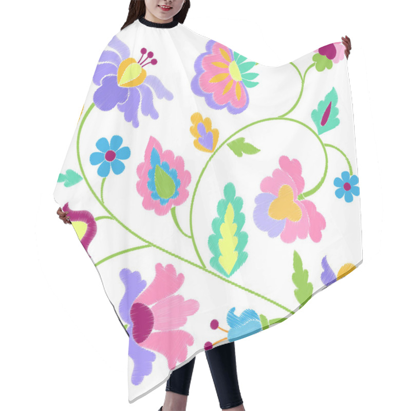 Personality  Fantasy Flowers Embroidery Pattern Hair Cutting Cape