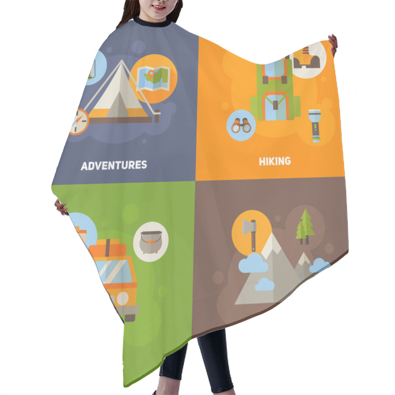 Personality  Advertisement Set Of Concept Banners Hair Cutting Cape