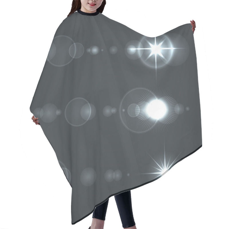 Personality  Lens Flare Set Sun With Transparent Background. Vector Hair Cutting Cape