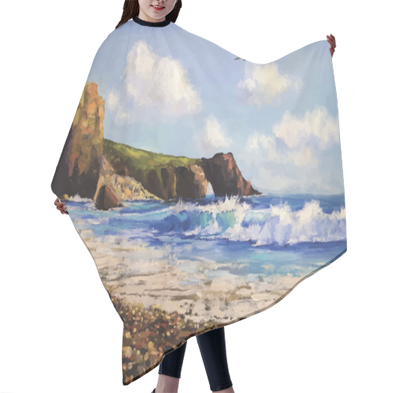 Personality  Sea Landscape With Seagull Hair Cutting Cape