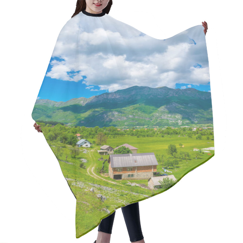 Personality  Picturesque Valley With Small Village Among Mountains Hair Cutting Cape