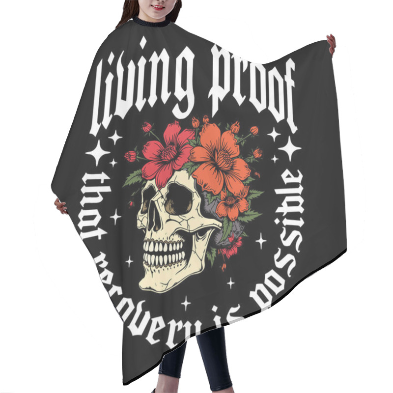 Personality  Stunning Floral Skull Illustration. Perfect For Designs Needing A Touch Of Dark Beauty And Resilience.  Ideal For Apparel, Phone Cases, Or Inspirational Art Prints. Evokes Themes Of Healing, Remembrance, And Overcoming Adversity.  Hair Cutting Cape