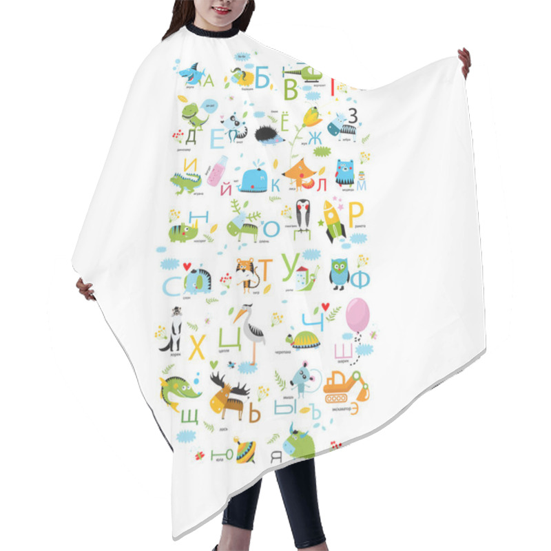 Personality  Vector Russian Alphabet Hair Cutting Cape