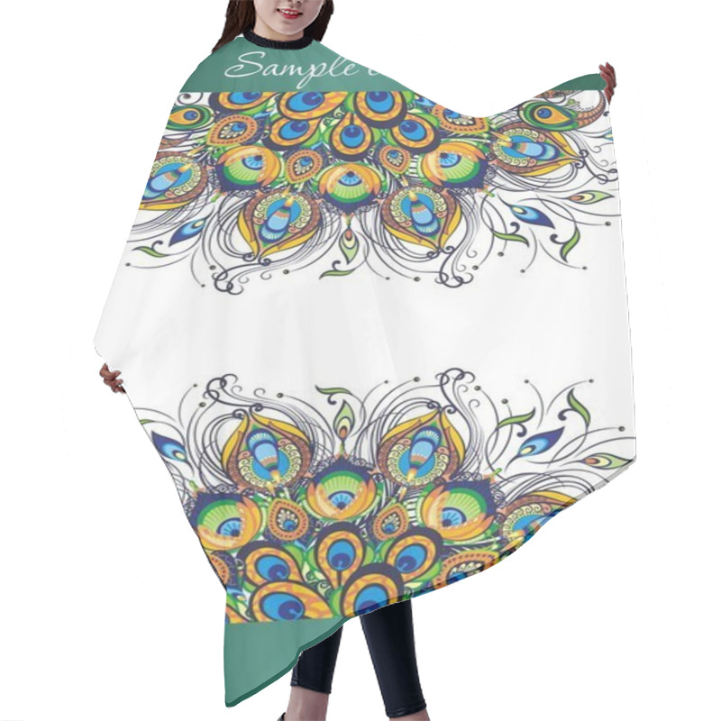 Personality  Peacock Feathers, Vector Design Of Cover Hair Cutting Cape