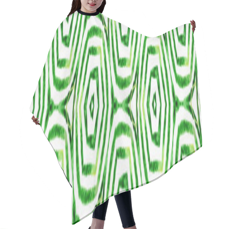 Personality  Green Handdrawn Seamless Border Scroll. Geometric  Hair Cutting Cape