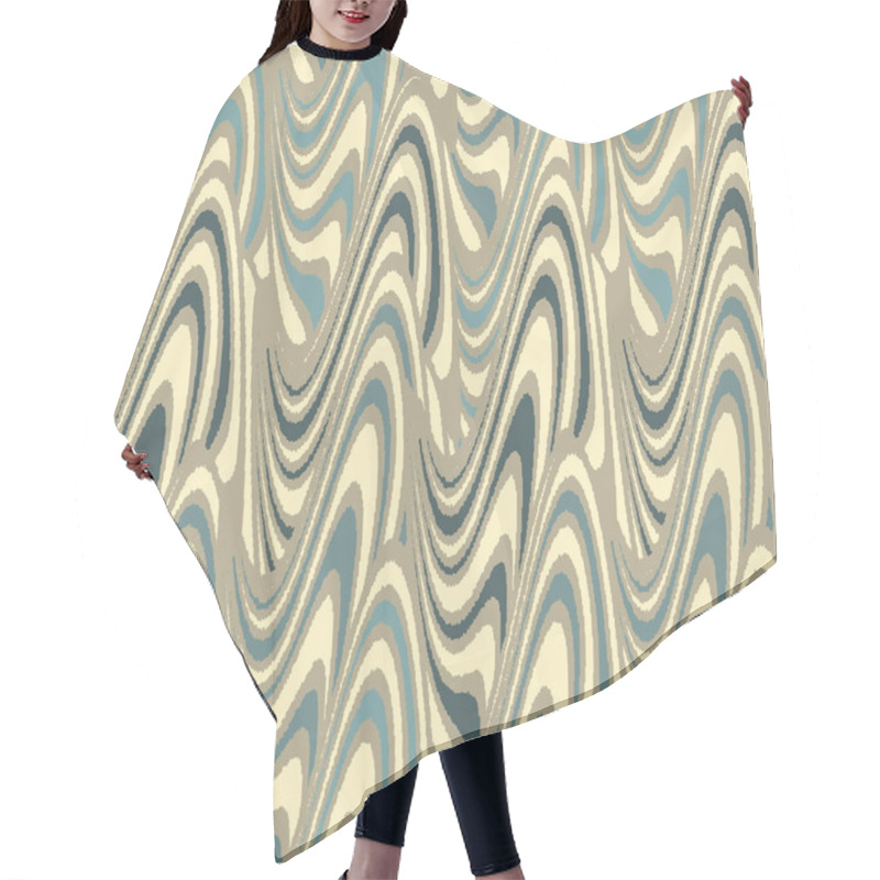 Personality  Seamless Abstract Geometric Pattern Of Wavy Stripes. Hair Cutting Cape