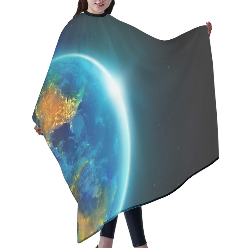 Personality  City Lights America  At Night In Planet Earth With Sun Rising Hair Cutting Cape