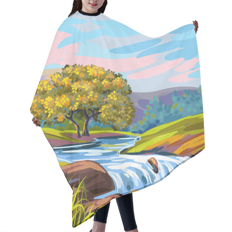 Personality  Beautiful Summer Landscape Hair Cutting Cape