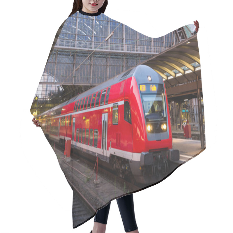 Personality  Regional Express Train In Frankfurt Am Main Station, Germany Hair Cutting Cape