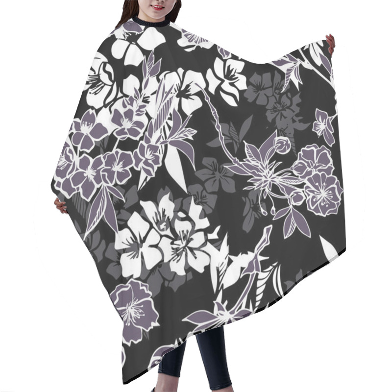 Personality  Seamless Pattern With Blossoming Cherry Or Sakura Hair Cutting Cape