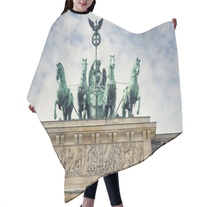 Personality  Quadriga On Brandenburg Gate, Dramatic Cloudy Sky Background, Berlin, Germany Hair Cutting Cape