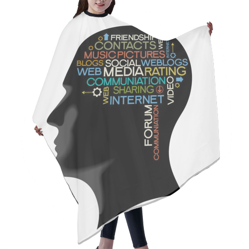 Personality  Social Media Silhouette Of Head With The Words Hair Cutting Cape