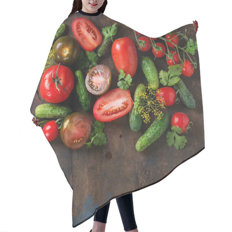 Personality  Background With Tomatoes And Cucumbers Hair Cutting Cape