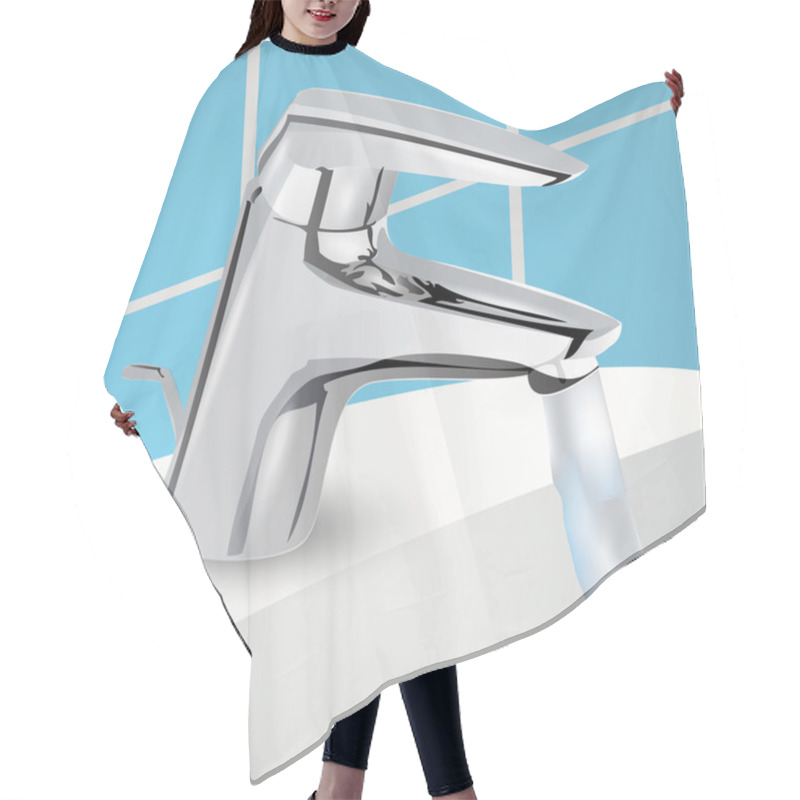 Personality  Water Tap. Vector Illustration. Hair Cutting Cape