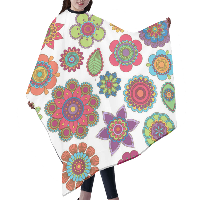 Personality  Vector Collection Of Doodle Style Flowers Or Mandalas Hair Cutting Cape