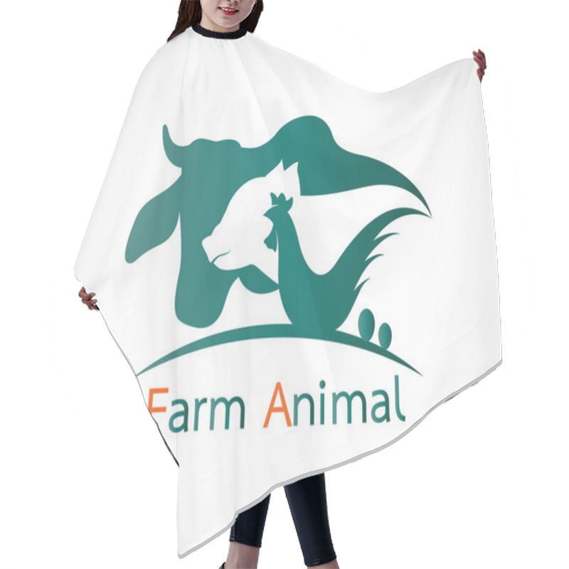 Personality  Vector Group Of Animal Farm Label - Cow,pig,chicken,egg Hair Cutting Cape