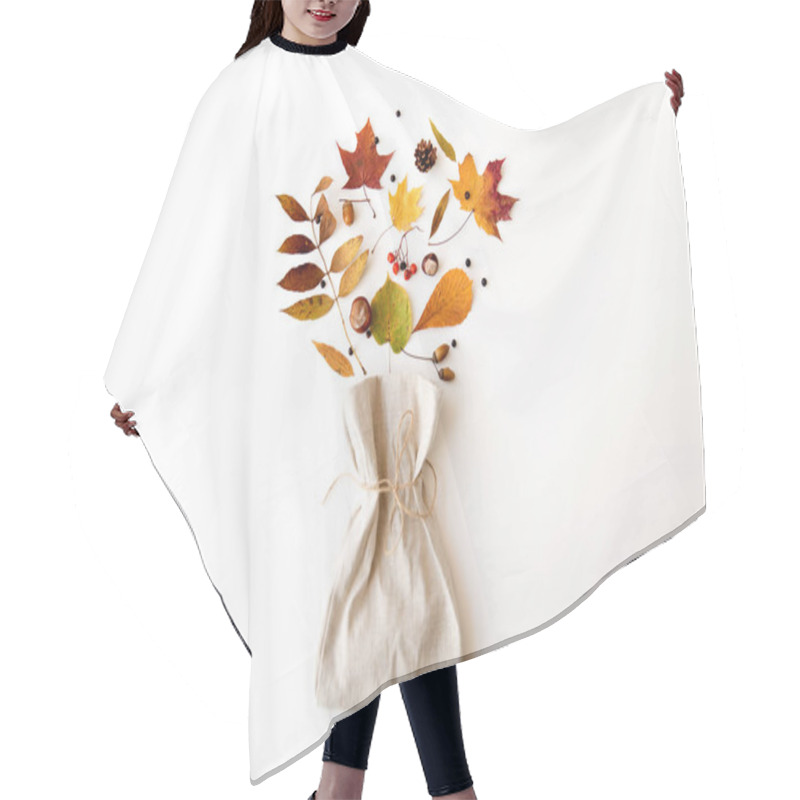 Personality  Autumn Leaves, Chestnuts, Acorns, Berries And Bag Hair Cutting Cape