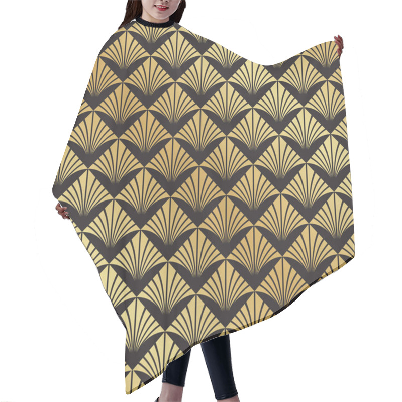 Personality  Abstract Seamless Black And Gold Art Deco Vector Pattern Hair Cutting Cape