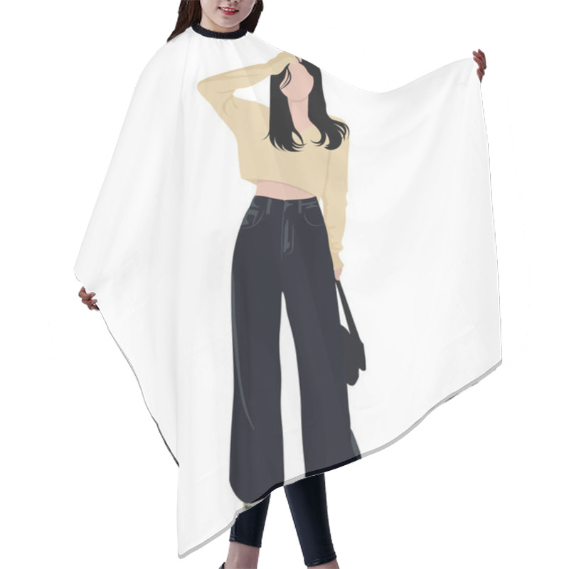 Personality  Fashionable Girl In Stylish Clothes, Vector Illustration On A White Background Hair Cutting Cape