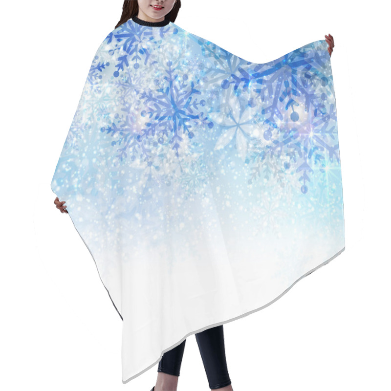 Personality  Christmas Background With Abstract Blue Snowflakes Hair Cutting Cape