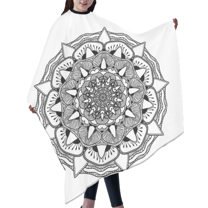 Personality  Vector Beautiful Mandala. Black And White Pattern For Design And Painting Hair Cutting Cape