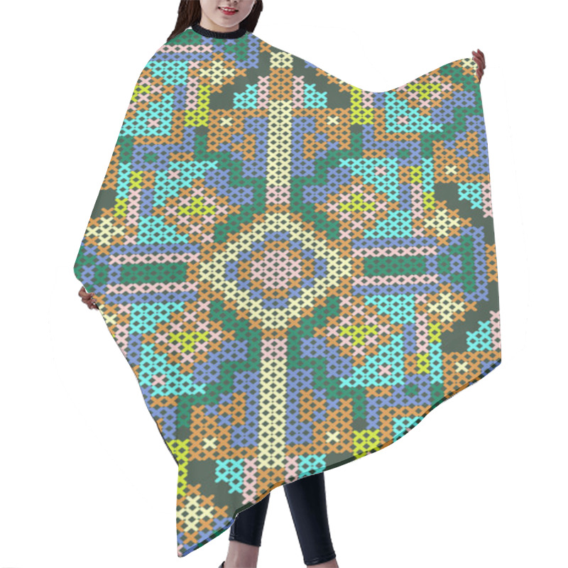 Personality  Cross-stitch Ethnic Seamless Pattern Hair Cutting Cape