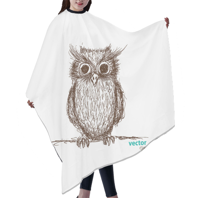 Personality  Vector Hand Drawn Owl Illustration Hair Cutting Cape