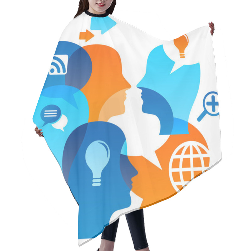 Personality  Social Network Backgound With Media Icons Hair Cutting Cape