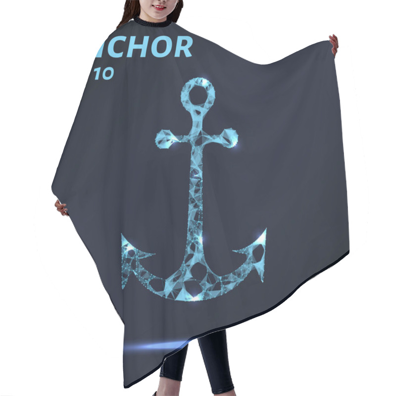 Personality  The Anchor Consists Of Points, Lines And Triangles. The Polygon Shape In The Form Of A Silhouette Of An Anchor On A Dark Background. Vector Illustration. Graphic Concept Anchor Hair Cutting Cape